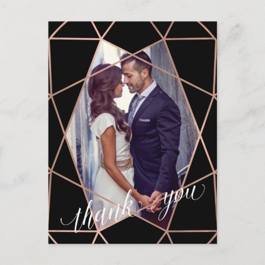 Moderne Imitats Rose Gold Geometric Foto Vielen Da Postkarte (Vorderseite)