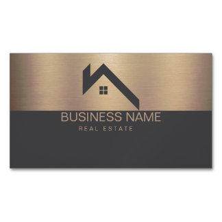 Moderne Immobilien-Haus-Logo Schwarz & Gold Magnetische Visitenkarte