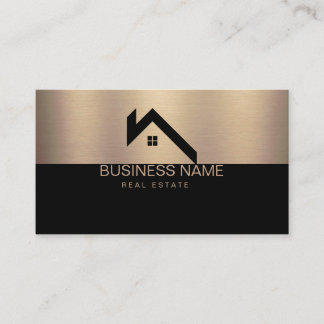 Moderne Immobilien-Haus-Logo Schwarz & Gold Telefonnummerkarte