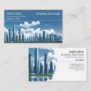 Moderne Immobilien mit blauer Skyline  Visitenkarte
