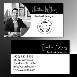 Moderne Immobilien runde Foto Schwarzweiß-Logo Visitenkarte