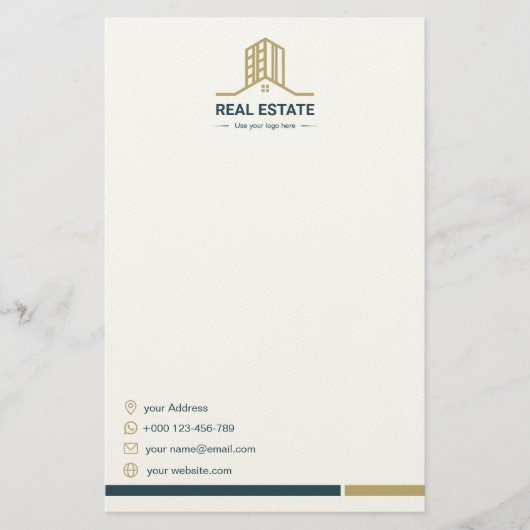 Moderne Immobilien-Schreibwarenpapier Briefpapier (Vorderseite)