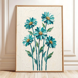 Moderne Impasto-Daisy-Leinwandkunst für das Wohnzi Poster