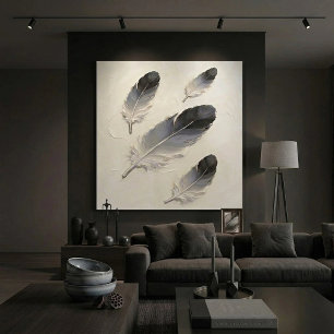 Moderne Impasto strukturierte schwarze und graue F Leinwanddruck