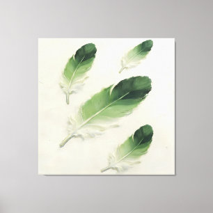Moderne Impasto Texturierte Grüne Feder Öl Kunst Leinwanddruck