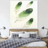 Moderne Impasto Texturierte Grüne Feder Öl Kunst Leinwanddruck (Insitu (Schlafzimmer))