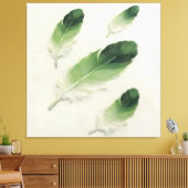 Moderne Impasto Texturierte Grüne Feder Öl Kunst Leinwanddruck (Insitu (Wohnzimmer))
