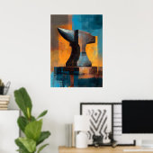 Moderne impressionistische Amboss-Malerei-Handwerk Poster (Heimbüro)