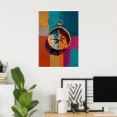 Moderne impressionistische Kompass-Malerei Richtun Poster (Heimbüro)