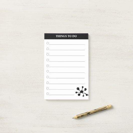 Moderne, in Schwarz-Weiß gehaltene Deko-Deko Post-it Klebezettel (Auf Schreibtisch)