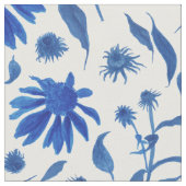Moderne Indigo Blue Cone Blume auf Weiß Stoff (Nahaufnahme)