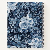 moderne indigo floral wassercolor name marineblau notizblock (Rückseite)