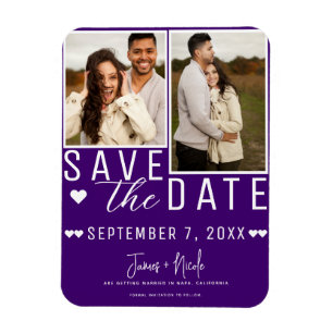 Moderne Indigo Save-the-Date 2 Foto-Hochzeit Magnet
