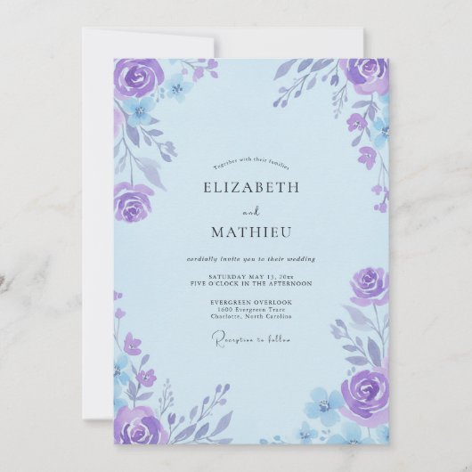 Moderne Indigo-Violette Hochzeit Einladung (Vorderseite)