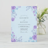 Moderne Indigo-Violette Hochzeit Einladung (Stehend Vorderseite)