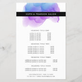 Moderne Indigo Watercolor Preise & Dienstleistunge Flyer (Vorne)