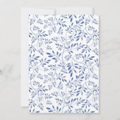 Moderne indigoblaue Blätter Hochzeitspaare Dusche Einladung (Rückseite)