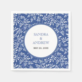 Moderne indigoblaue Blätter Muster Hochzeit Serviette