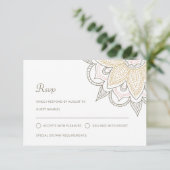 Moderne indische Elegant Mehndi Hindu Wedding RSVP Karte (Stehend Vorderseite)