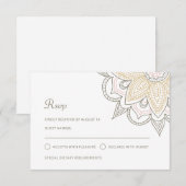Moderne indische Elegant Mehndi Hindu Wedding RSVP Karte (Vorne/Hinten)