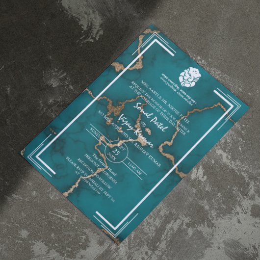 Moderne indische Hindu Wedding Ganesha Marble Einladung