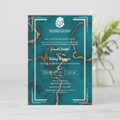 Moderne indische Hindu Wedding Ganesha Marble Einladung (Stehend Vorderseite)