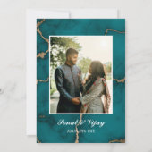 Moderne indische Hindu Wedding Ganesha Marble Einladung (Rückseite)