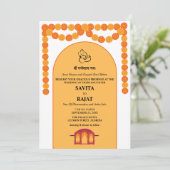 Moderne indische Hochzeitseinladung Einladung (Stehend Vorderseite)