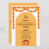 Moderne indische Hochzeitseinladung Einladung (Vorne/Hinten)