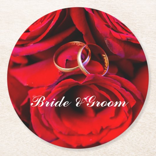 Moderne, individuell anpassbare Hochzeitsdesign-Un Runder Pappuntersetzer (Vorderseite)