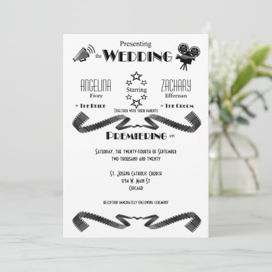 Moderne, individuell anpassbare Hochzeitsfeier Einladung (Stehend Vorderseite)