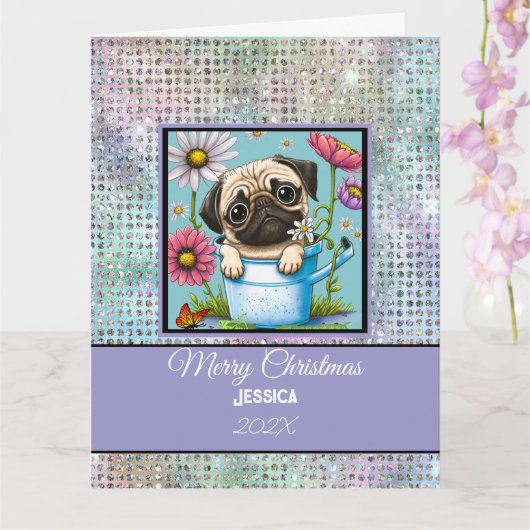 Moderne, individuell anpassbare Weihnachtsferien Karte (Orchidee)