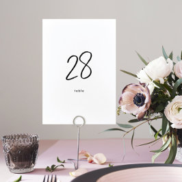 Moderne, individuell gestaltete Schwarze Hochzeit Tischnummer