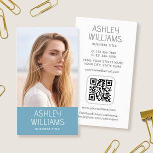 Moderne individuelle Foto-Farb-QR-Code Elegant Bla Visitenkarte