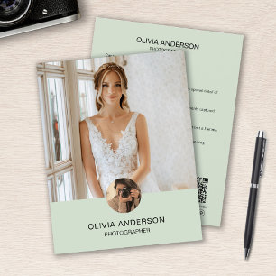 Moderne individuelle Foto-QR-Grün-Fotografen-Gesch Flyer