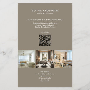 Moderne individuelle Foto-QR-Taupe professionelle Flyer