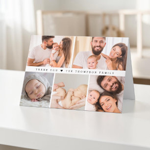 Moderne individuelle Fotocollage Baby Shower einfa Dankeskarte