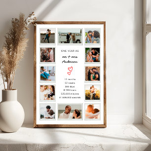 Moderne individuelle Fotocollage zum 1. Jubiläum Poster