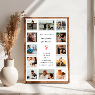 Moderne individuelle Fotocollage zum 3. Jubiläum Poster