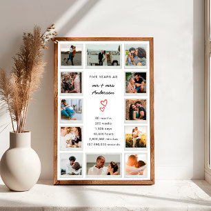Moderne individuelle Fotocollage zum 5. Jubiläum Poster