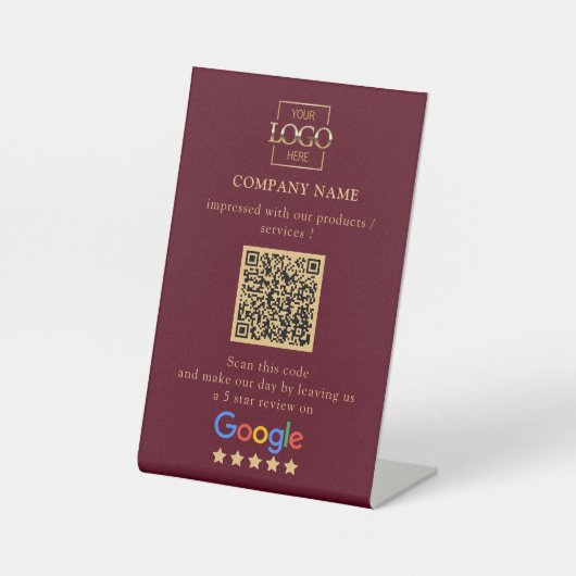 Moderne individuelle Google Bewertungen QR-Code Fi Sockelschild (Vorderseite)
