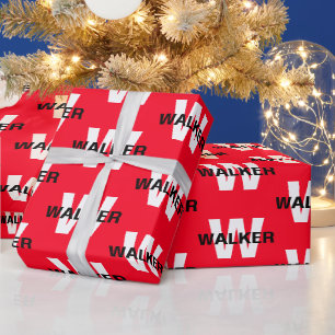 Moderne individuelle Initialen Namen Helles Rot Ge Geschenkpapier
