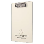 Moderne individuelle Monogramm-Creme Geschäft Klemmbrett (Links)