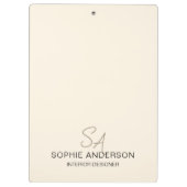 Moderne individuelle Monogramm-Creme Geschäft Klemmbrett (Rückseite)