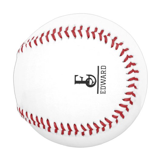 Moderne individuelle Monogramme und Namen Baseball (Vorne Rechts)