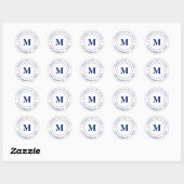 Moderne Individuelle Name Date Monogram Wedding Runder Aufkleber (Blatt)