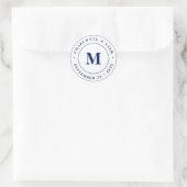 Moderne Individuelle Name Date Monogram Wedding Runder Aufkleber (Tasche)