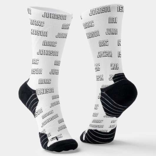 Moderne Individuelle Name Muster Schwarz-Weiß Sock Socken (Gewinkelt)