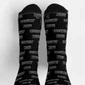 Moderne Individuelle Name Muster Schwarz-Weiß Socken (Oben)