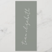 Moderne Individuelle Name spielen Grüne Weiße Hoch Menükarte (Rückseite)